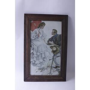 Harrison Fisher, 1909, Framed Picture, Making Hay, Flirting, 231102-DISV 658